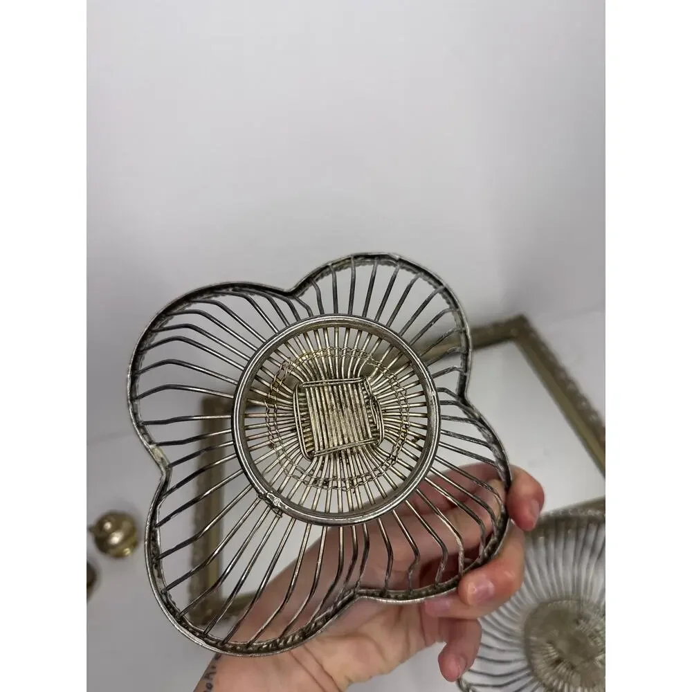 Vintage Silver Plated Bowl / Baskets Set Of 2, jewelry Catchall , silver heart